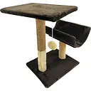 Когтеточка Пухнастики с полкой и полутоннелем шоколадная с бежевым (И-5)