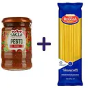 Набір: соус Sacla Песто з в'яленими томатами 190 г + вироби макаронні Reggia Vermicelli 500 г