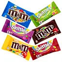 Набір драже M&M's: із шоколадом 45 г + з рисовими кульками у молочному шоколаді 36 г + з арахісом 45 г; драже Skittles: оригінальні 38 г + лісові ягоди 38 г + кисломікс 38 г