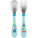 Набор Chicco: ложка и вилка, из нержавеющей стали, 18м+, синий (16102.20.00)