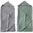 Набор детских полотенец Lovely Svi органический хлопок (муслин) – 6-слоев, 80 x 80 см, от 0 до 2 лет, Серый и Зеленый, 2шт.