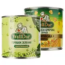 Набор: зеленый горошек WellDar консервированный 420 мл + кукуруза WellDar сахарная в зернах 425 мл