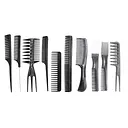 Набор гребней для волос SPL, черный, 10 шт.