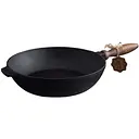 Сковорода-сотейник Чавунна з дерев'яною ручкою Maysternya 24х6 см Чорна 000280067