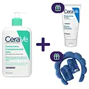 Набір CeraVe: інтенсивно очищувальний гель 473 мл + зволожуючий крем 15 мл + набір для вмивання