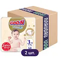 Упаковка підгузків для дітей Goo.N Premium Soft 3 М (5-9 кг) на липучках унісекс 128 шт. (64 шт. х 2 шт.)