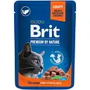 Вологий корм для стерилізованих кішок Brit Premium Cat Pouch лосось в соусі 100 г