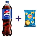 Набор: напиток Pepsi Cola безалкогольный сильногазированный 1.25 л + чипсы Lay's со вкусом сметаны и зелени 120 г