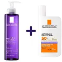 Набор La Roche-Posay: Очищающий гель-микропилинг Мела В3, способствующий выравниванию тона и приданию сияния коже 200 мл + Солнцезащитный легкий корректирующий флюид Anthelios UVmune 400 SPF50+ 50 мл