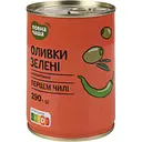 Оливки Повна Чаша зелені фаршировані перцем чилі 290 г (702565)
