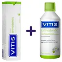 Набір: зубна паста Vitis Orthodontic 100 мл  + ополіскувач для ротової порожнини Vitis Orthodontic 500 мл