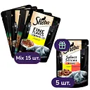 Набір вологого корму для котів Sheba, в асортименті 15 шт. + з куркою та яловичиною в соусі 5 шт. 1.7 кг (20 шт. х 85 г)