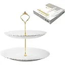 Конфетница S&T 2-х ярусная белая золотой кант (30088-00)