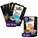 Набір вологого корму для котів Sheba, в асортименті 15 шт. + з куркою та яловичиною в соусі 5 шт. 1.7 кг (20 шт. х 85 г)