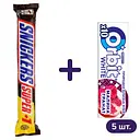 Набір: батончик Snickers Super +1 з арахісом 112 г + гумка жувальна Orbit White Малина-гранат 14 г 5 шт.