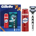 Подарунковий набір: станок для гоління чоловічий Gillette Mach3 з 2 змінними картриджами + гель для душу Old Spice 3-в-1 Whitewater 250 мл