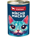 Вологий корм для котів М'ясна миска шматочки в соусі з телятиною 415 г