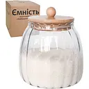 Емкость S&T круглая ребристая с бамбуковой крышкой 1 л стеклянная (7029-13)