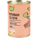 Оливки Повна Чаша зелені фаршировані лососем 290 г (702566)