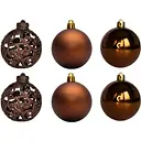 Набір ялинкових куль Devilon 6 шт D6 см шоколадний матовий глянець гліттер пластик (251741)