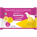 Салфетки влажные Inodorina Functional Camomilla для гигиенического ухода за ушами и глазами собак и кошек с ромашкой 15 шт. (230.0060.001)