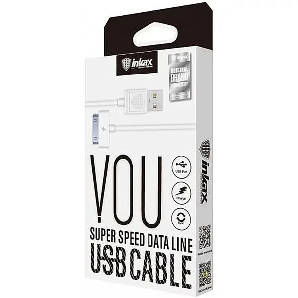 Кабель Inkax CK-13 iPhone4 cable 1m White - фото 2
