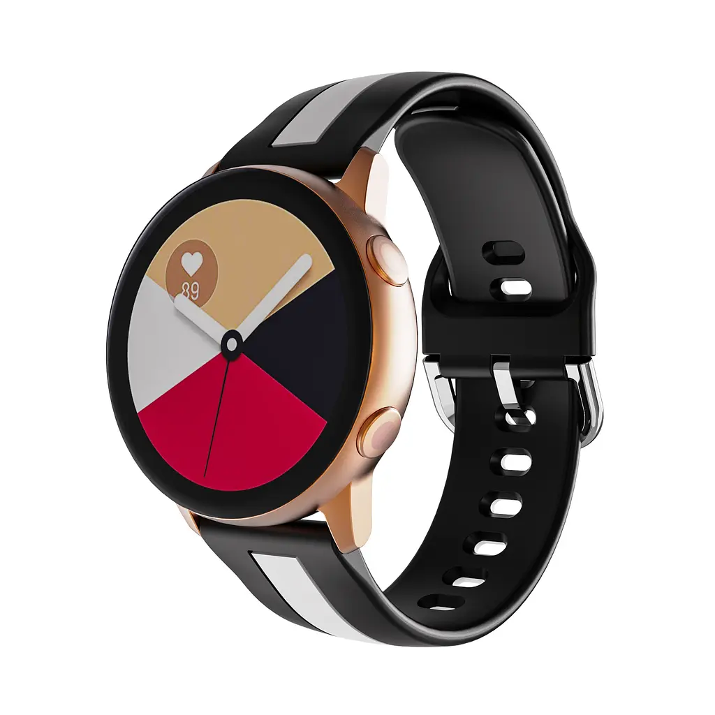 Браслет D2 Normal для Samsung Galaxy Watch 6 Classic 43mm 6 Classic 47mm - черно-белый ширина крепления 20мм силикон Watchbands (W37-1WB71970405) - фото 2