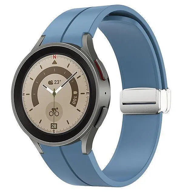 Ремінець для Samsung Galaxy Watch 4 44mm - світло-синій ширина кріплення 20мм силікон Watchbands Cls (W15-4WB78139394) - фото 2