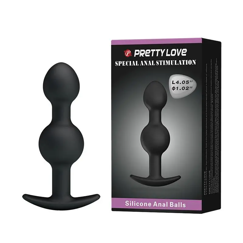 Анальна пробка Pretty Love silicone Anal balls 10.4 см (чорний) - фото 2