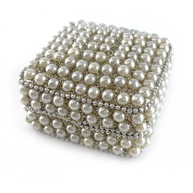 Шкатулка квадратный с жемчугом 7х7х4 см - фото 2