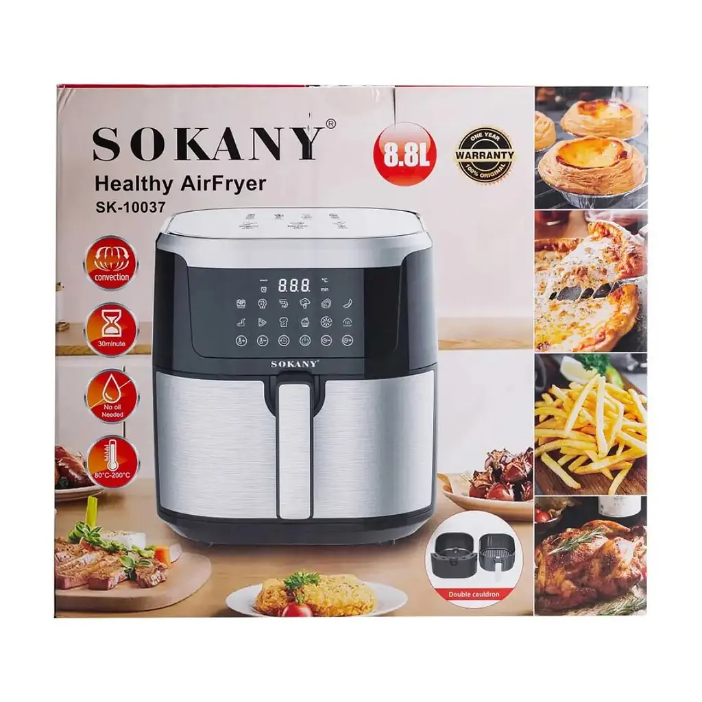 Аерофритюрниця безмасляна Sokany SK-10037 8.8л електрична сенсорне керування та таймер 1200Вт - фото 10