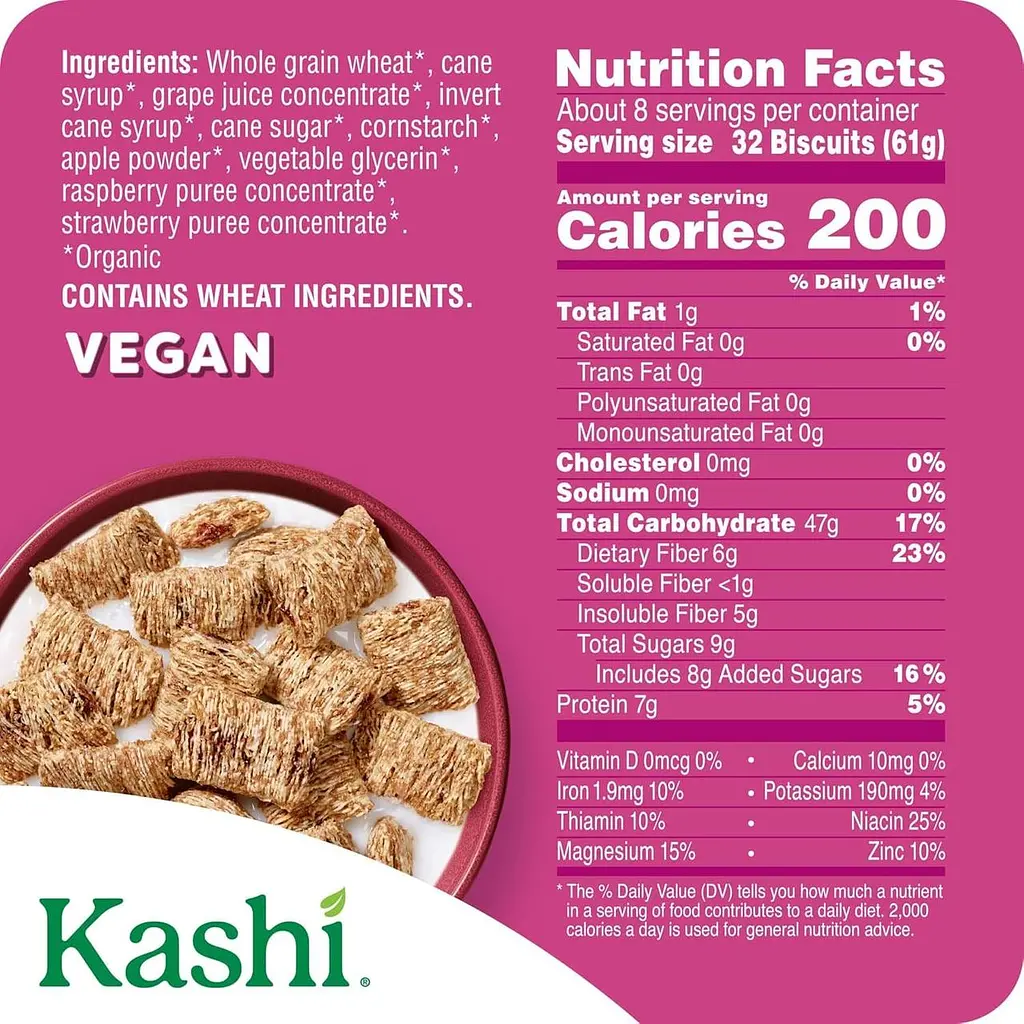 Сухий сніданок Kashi Breakfast Cereal Organic Fiber Cereal Berry Fruitful 487г - фото 6