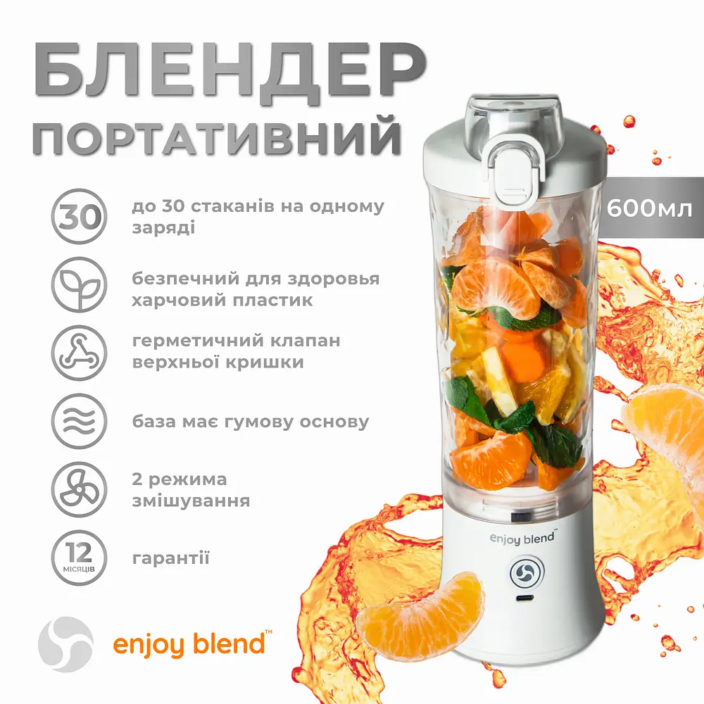 Портативний блендер ENJOY BLEND 63761029 білий (63761029) - фото 3