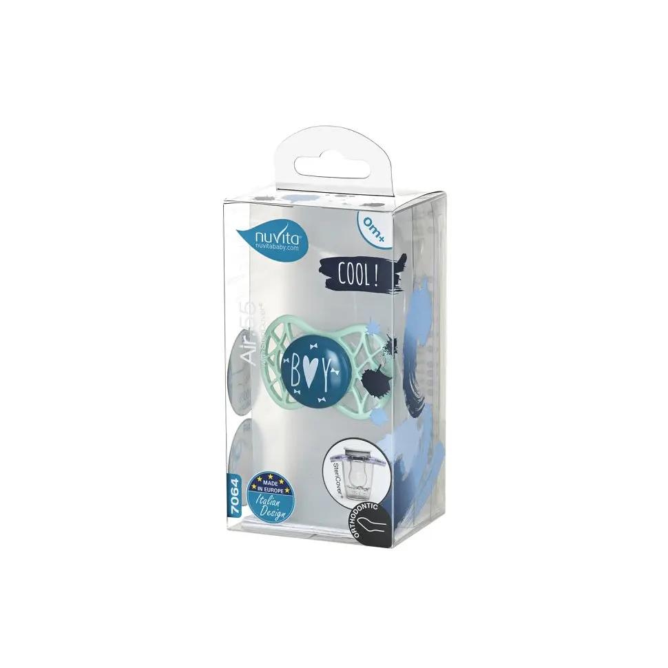 Пустышка Nuvita 7064 Air55 Cool ортодонтическая 0m+ BOY зеленая NV7064NG - фото 4