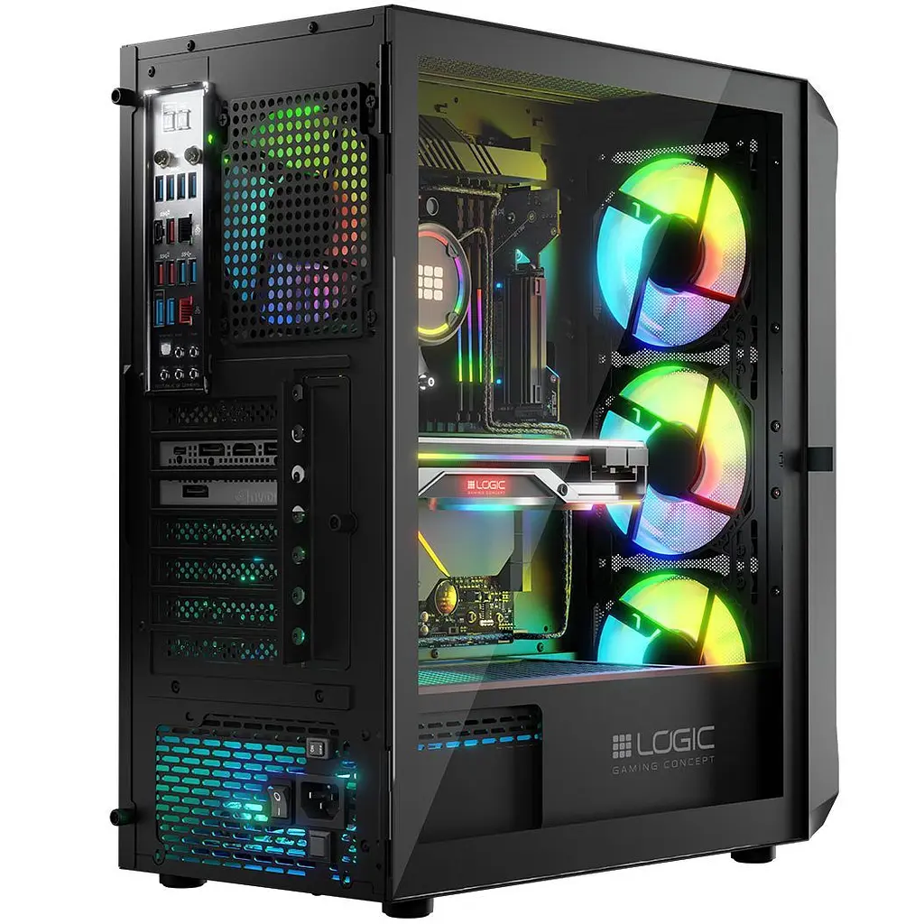 Корпус LogicConcept PORTOS MESH+GLASS ARGB fans 4x120 мм BLACK без БЖ ATX (AT-PORTOS-10-0000000-0002) - фото 8