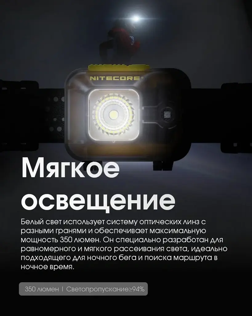 Налобный фонарь Nitecore HA13 с белым и красным светом 350лм 3xAAA USB-C (7 режимов) - фото 4