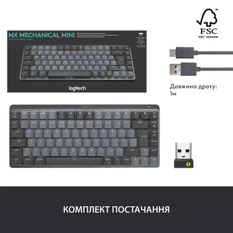 Клавіатура Logitech MX Mechanical Mini Minimalist UA Graphite (920-010780) - фото 12