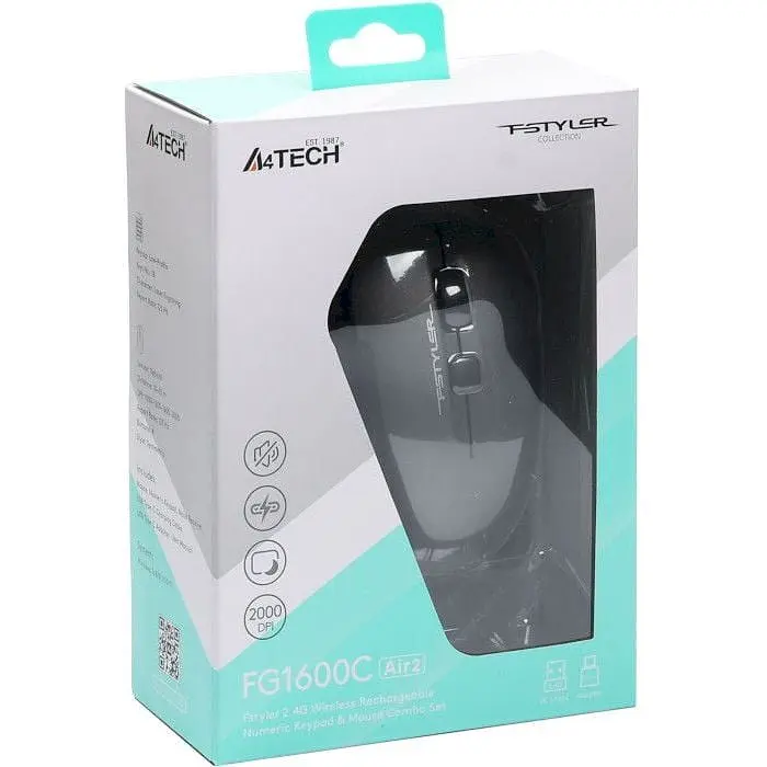 Комплект (клавіатура+миша) A4tech FG1600C Air2 Grey - фото 5