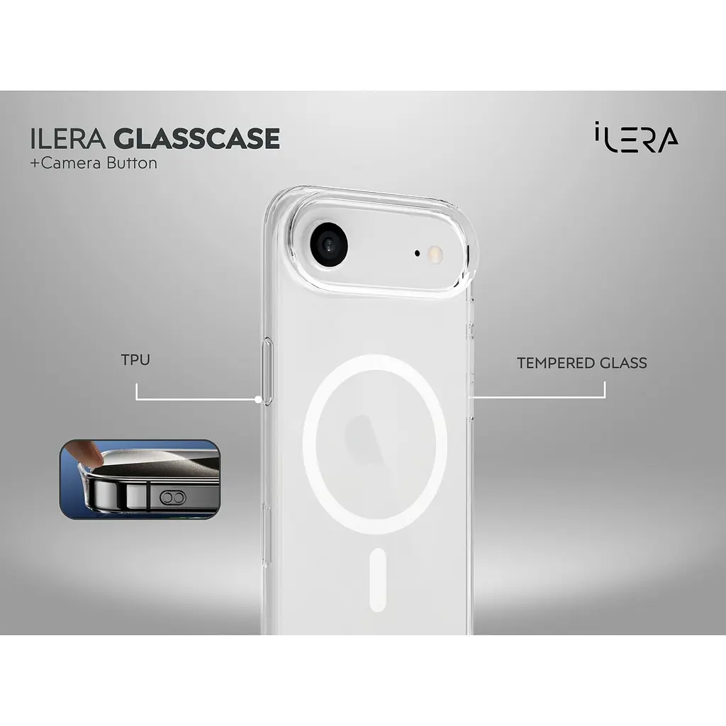 Чохол iLera GlassCase + Camera Button with MagSafe для Apple iPhone Air Frosted (ILGCLCa17Air) [150409] - фото 4