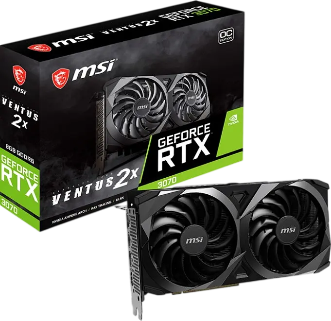 Відеокарта GeForce RTX 3070 8GB MSI Ventus 2X OC (RTX 3070 VENTUS 2X OC) Б/В