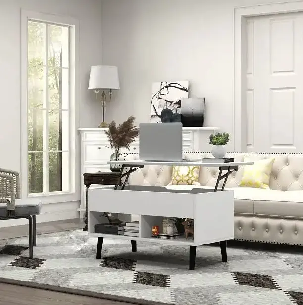 Стіл трансформер Costway Lagom в стилі Loft білий - фото 4