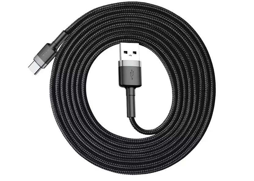 Кабель Baseus cafule Cable USB For Type-C 2A 2m Gray Black (CATKLF-CG1) - фото 2