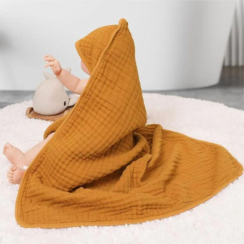 Дитячий рушник з капюшоном Lovely Svi органічна бавовна (муслін) – 80 x 80 см, від 0 до 2 років Жовтий (1901255) - фото 3