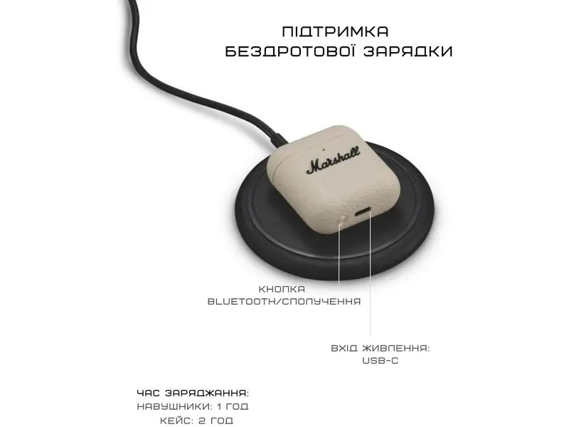 Навушники з мікрофоном Marshall Minor IV Cream (1007875) - фото 7
