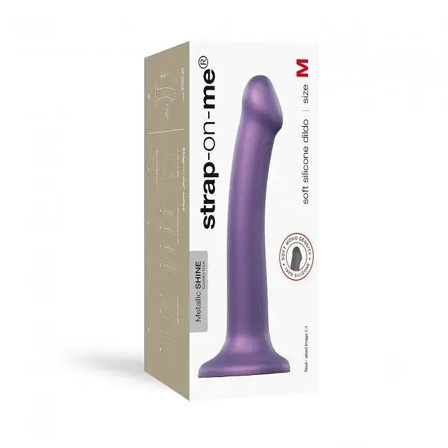 Насадка для страпону Strap-On-Me Mono Density Dildo Violet M одношаровий силікон гнучкий діаметр 3.3 см - фото 4