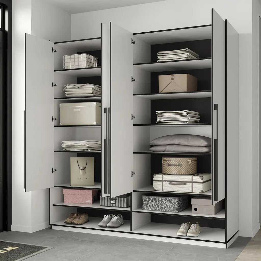 Шафа для одягу Flamecame з поличками на 4 двері у передпокій FR-07 Кверкус - фото 2