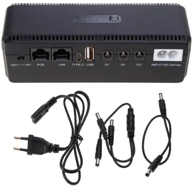 ИБП UPS для роутера, терминала DC1018P 12V/ 9V/ 5V 10400 mAh 18W черный (Дизайн 3, компактный) - фото 2