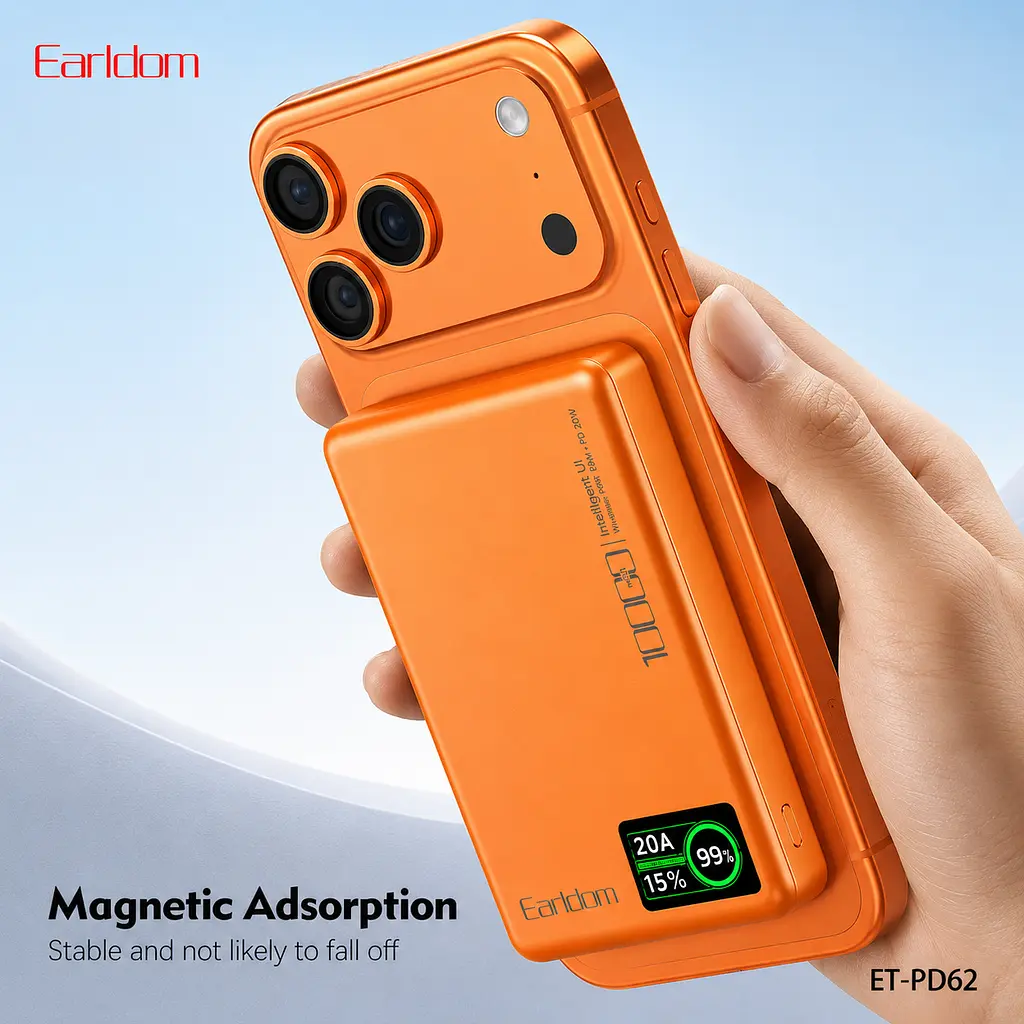 Power Bank 10000 mAh Earldom ET-PD62 MagSafe 20W PD Cosmic Orange - фото 2