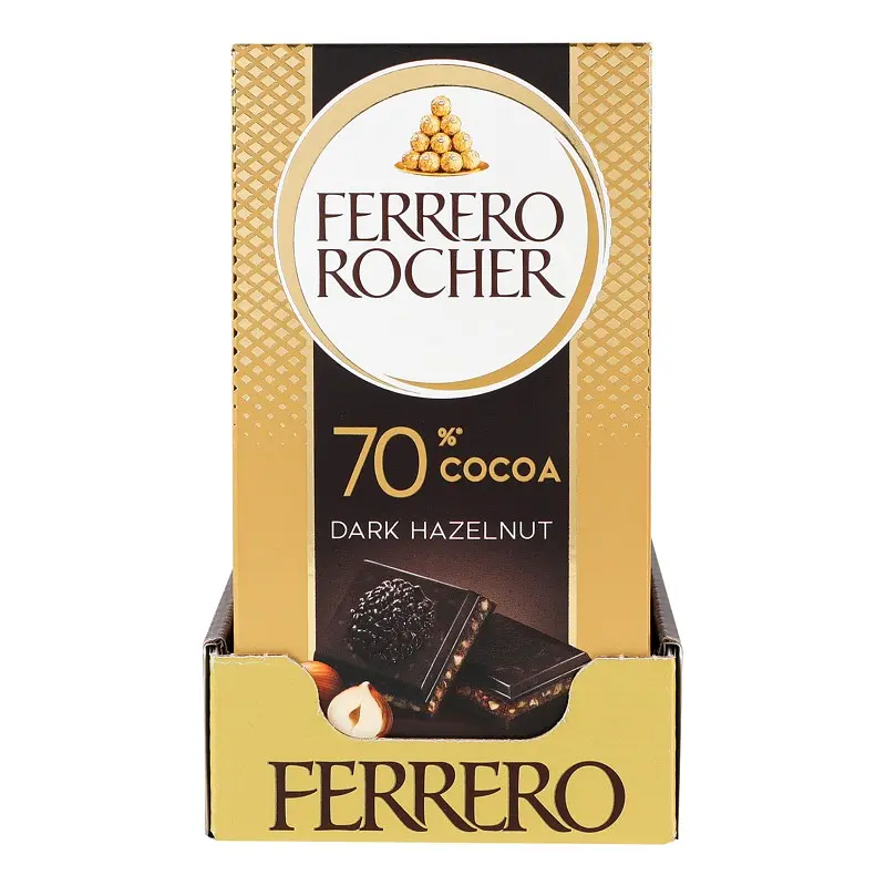 Шоколад Ferrero Rocher чорний (70%) з лісовим горіхом 90 г - фото 3