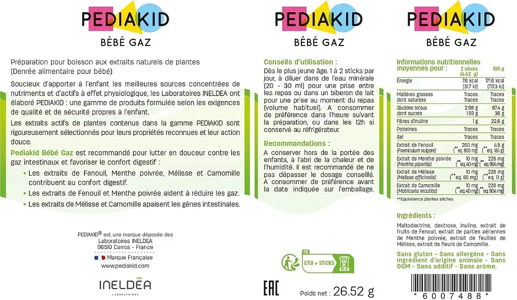 Стіки для зняття здуття живота Pediakid Bebe Gaz 12 шт. - фото 2